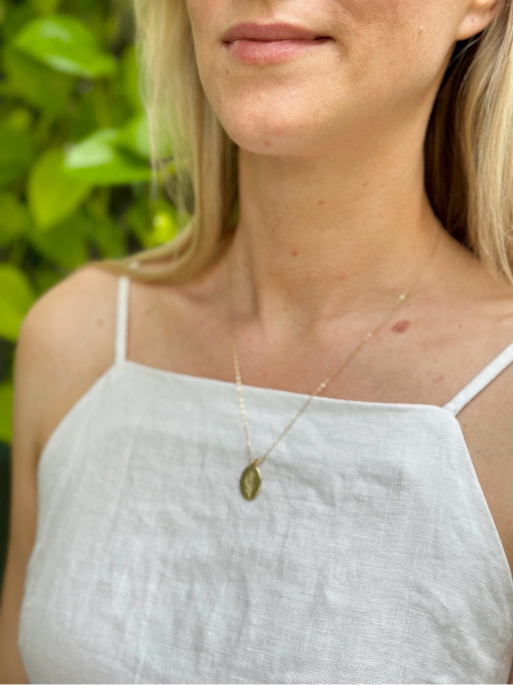 14k Gold Filled Oval lavender Pendant Necklace - Women Jewelry